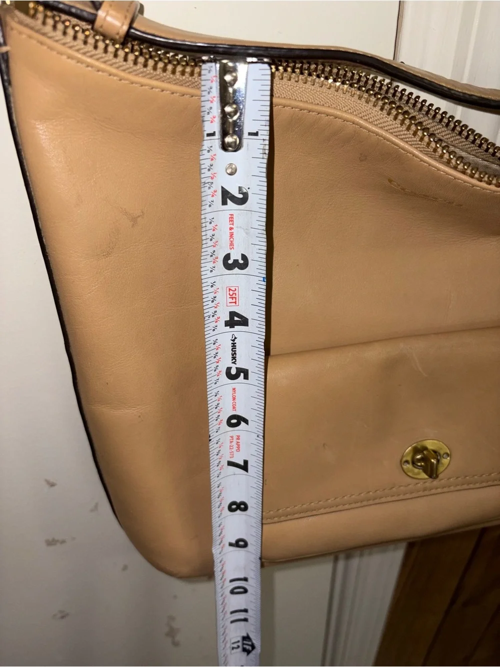 Coach Leather Shoulder Bag in Light Beige/Tan